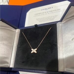 Chaumet liens rose gold mother of peal necklace
